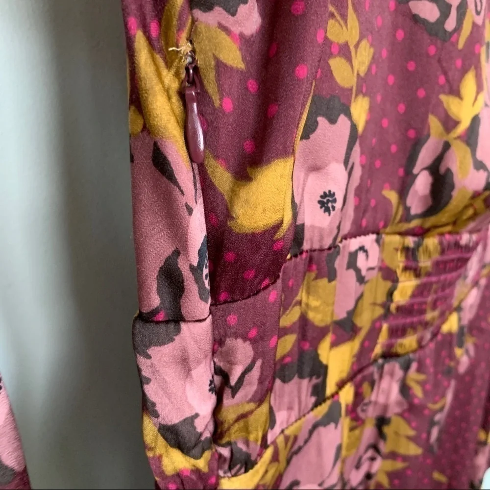 Free People Morning Light‎ Long Sleeve Mini Floral Dress Size 8